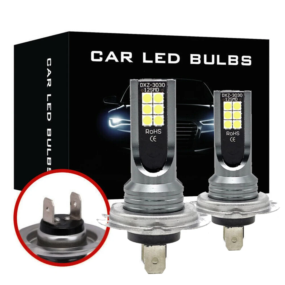 Zestaw żarówek LED H7 Samochodowe żarówki przeciwmgielne 55w Super jasne 6000k Białe światła LED do pojazdów Wysokiej mocy automatyczne reflektory LED DRL