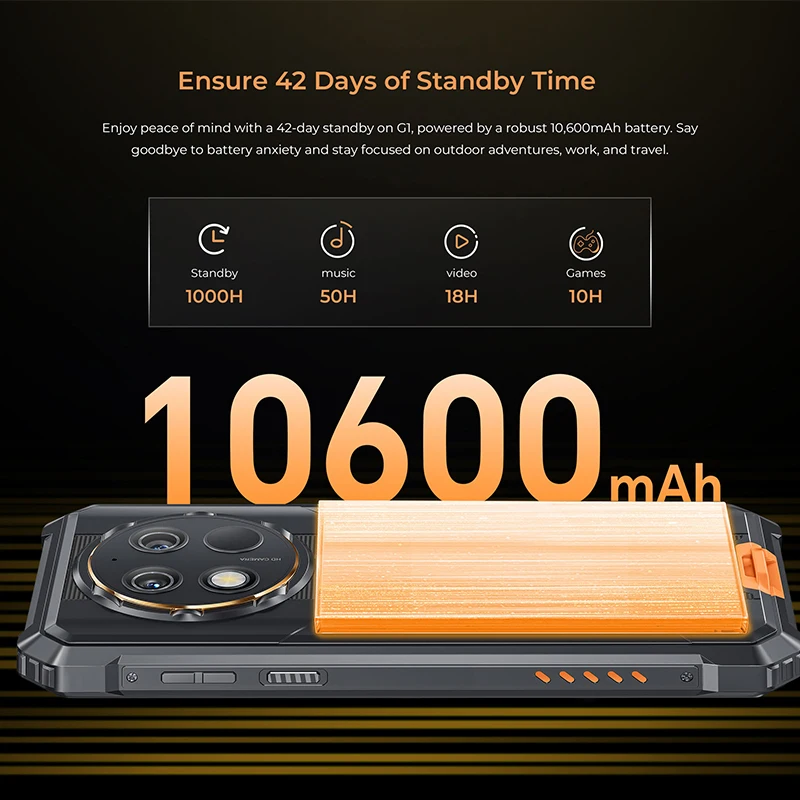 Oukitel G1 Smartphone resistente versión Global 6,52 ''HD + 10600mAh 6GB + 256GB Android14 48MP cámara teléfono móvil NFC