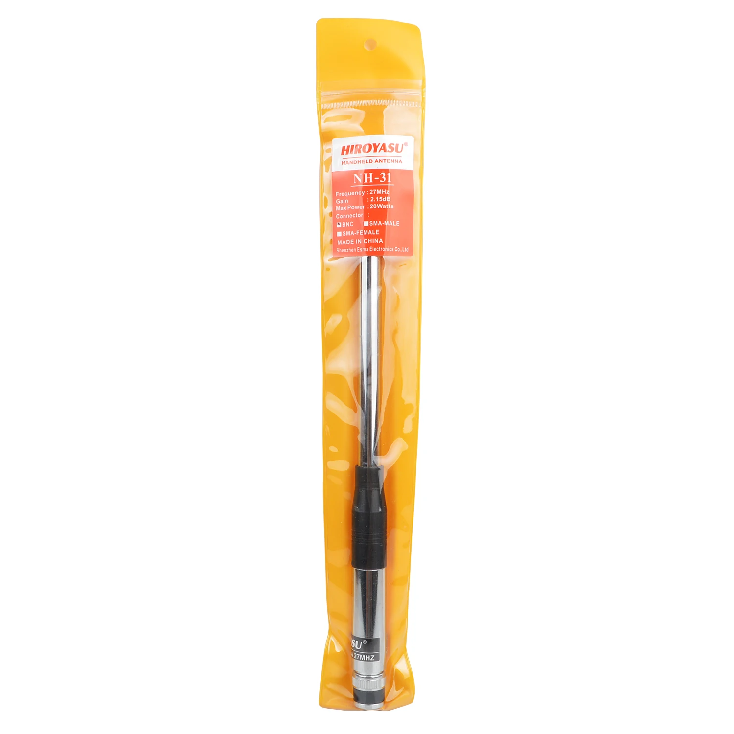 NH-31 Hiroyasu 27MHz Walkie Talkie Handheld Extended CB Antenna With Fold-Over 2.15dBi 20W BNC/SMA-Male/SMA-Female for Options