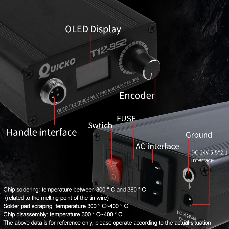 เหล็กเชื่อมอิเล็กทรอนิกส์ T12 STM32เร็ว, เครื่องเชื่อมเหล็กดิจิตอลมีสายดิน952อัพเกรดได้รวดเร็ว