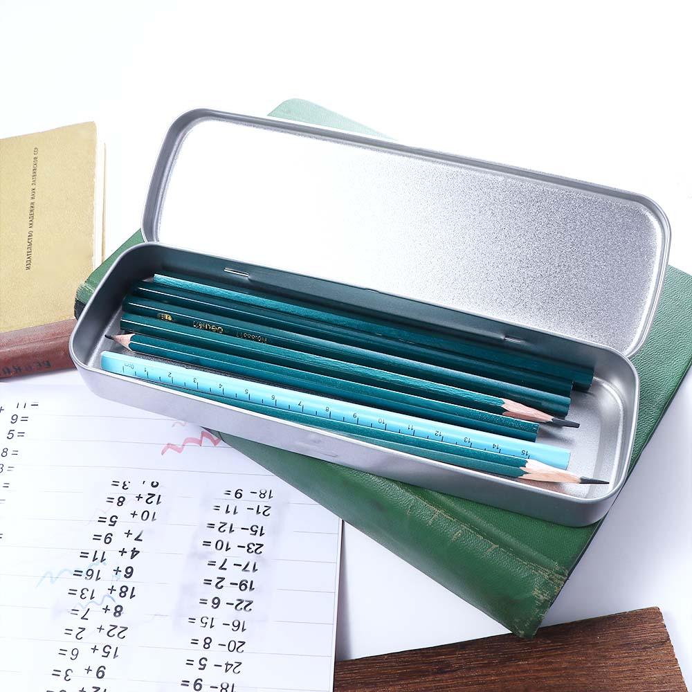 Simple Metal Pencil Case Aluminum Stationery Boxes Tin Pen Box Multifunction Storage Box Stationery School Supplies Gift for Kid
