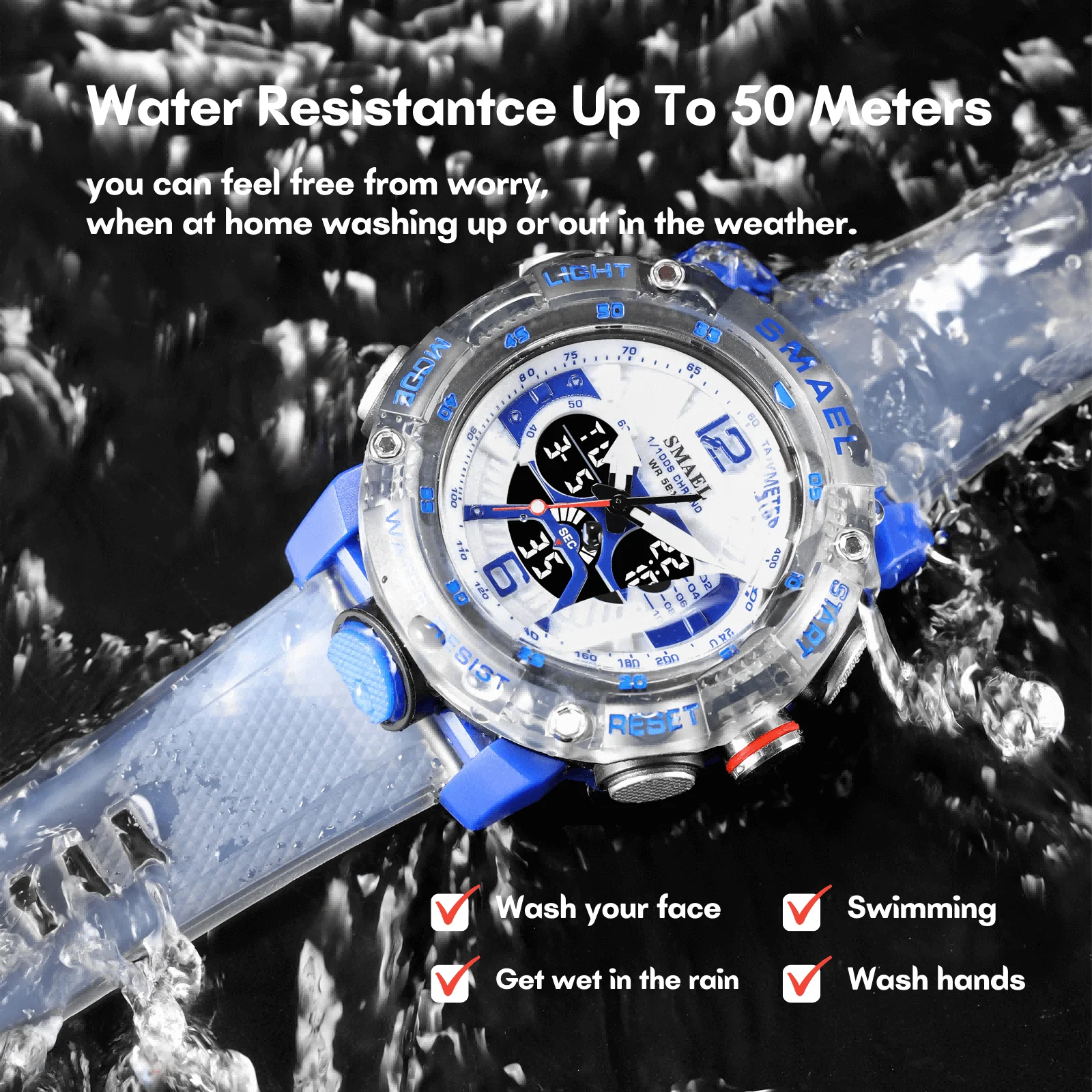 Jam Tangan Sport ผู้ชาย SMAEL กันน้ำ Analog Analog Quartz นาฬิกาข้อมือชายแฟชั่นนาฬิกาจับเวลานาฬิกาปลุก8058 Man นาฬิกา2023ใหม่
