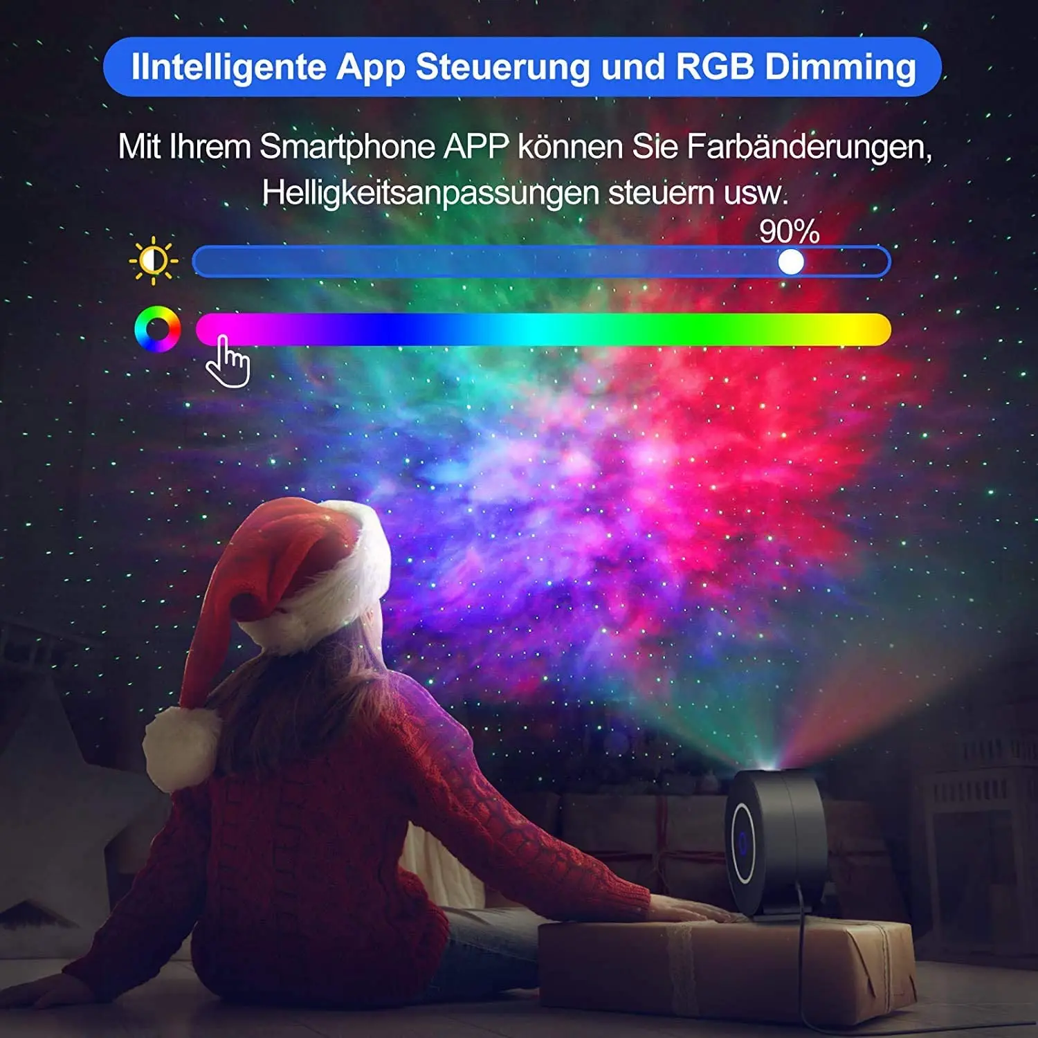 Projetor de céu estrelado wi-fi inteligente, luz noturna led, aurora, estrela, galáxia, lâmpada noturna para quarto, jogos, festa