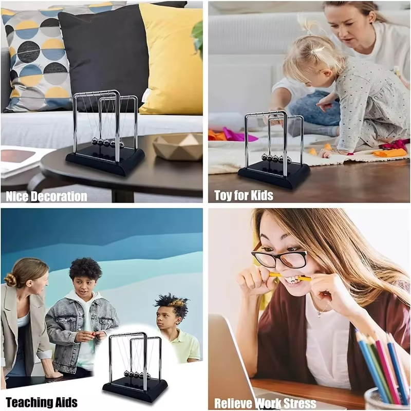 Newton's Cradle Balance Steel Ball Schreibtischspielzeug Geschenk Schwerkraftpendel Lehrmittel Physik Wissenschaft Metall Home Office Dekoration