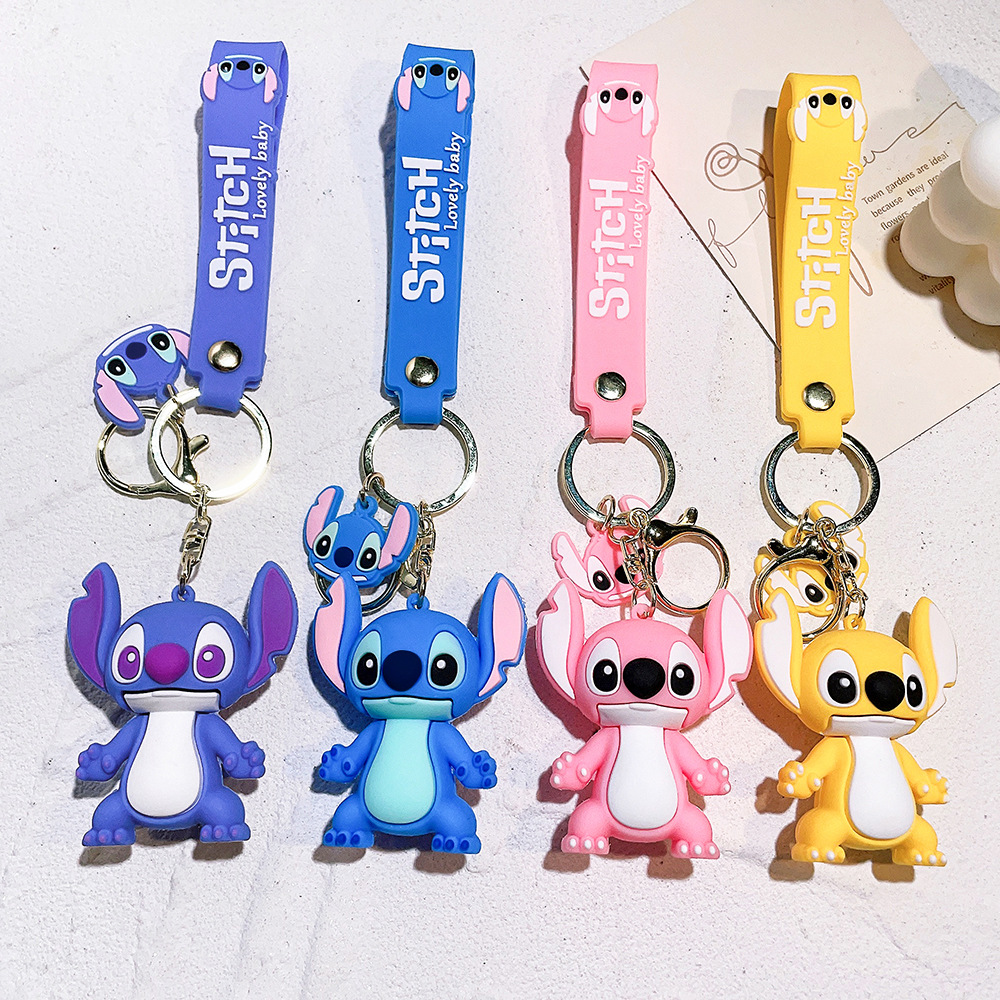 1 szt. breloczek Stitch, miękka plastikowa figurka, kreatywny breloczek do kluczy z PVC w stylu kosmicznym, zawieszka do kluczyków samochodowych, prezent