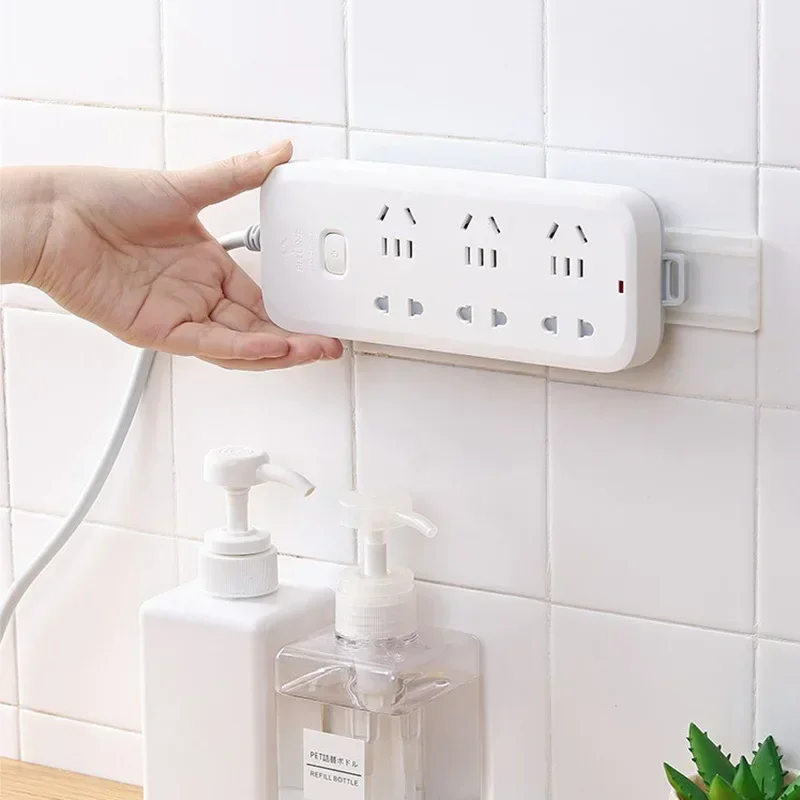 Self-Adhesive Desktop SOCKET Fixer CABLE Organizer แขวนผนังผู้ถือแถบไฟ Fixator Plug-in ที่ถอดออกได้ติดผนัง Fixer