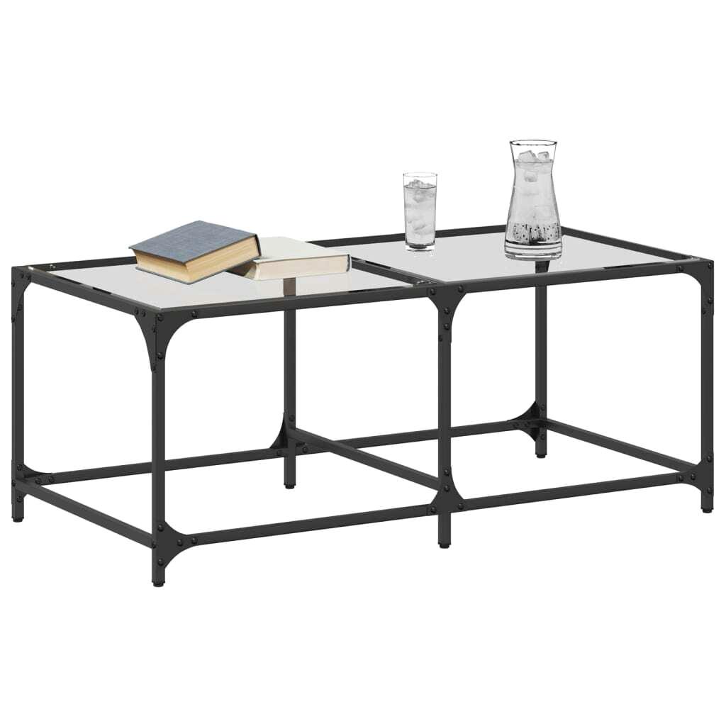Salontafel van transparant glas 98.5x50x40 cm Modern woonkamermeubilair met stalen frame