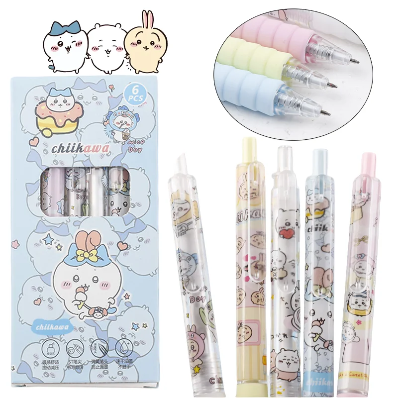 6 stücke Chiikawa Gel Stift Kawaii 0,5mm Schwarz Kugelschreiber Cartoon Student Schreiben Werkzeug Schule Bürobedarf Schreibwaren Geschenke