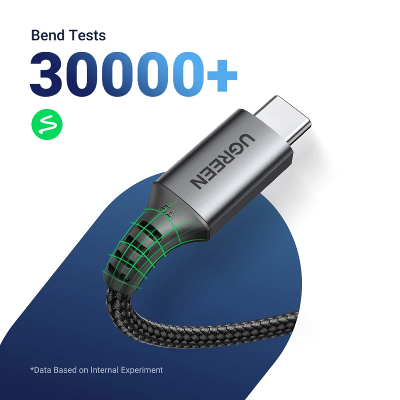 UGREEN-Cable USB tipo C de carga rápida, cargador de 100W para iPhone 15, 14, Macbook, Samsung S9, QC4.0