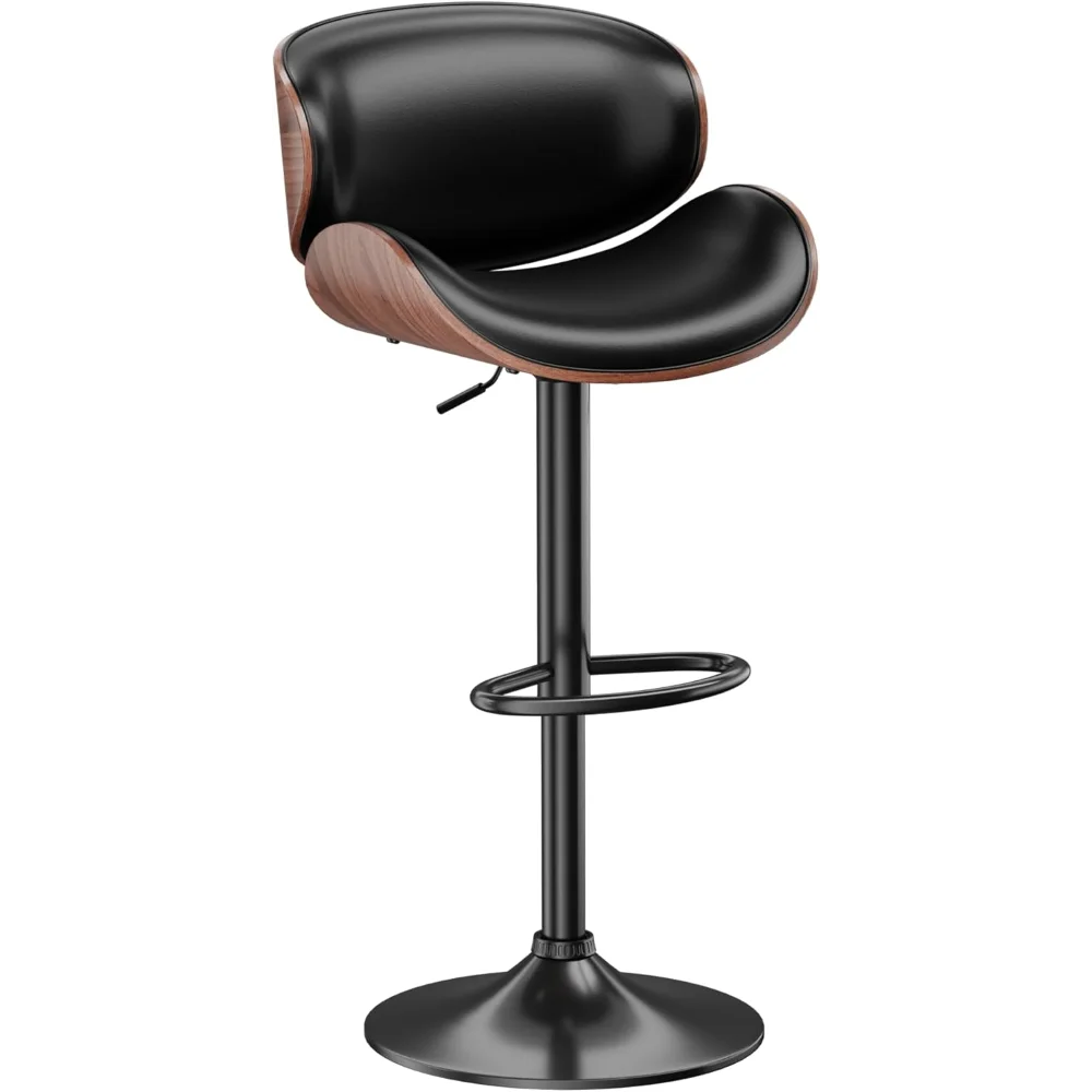 Bar Stools, Adjustable Swivel Leather Bar Stools for Kitchen Island, Mid Century Modern Counter Height Bar Chairs