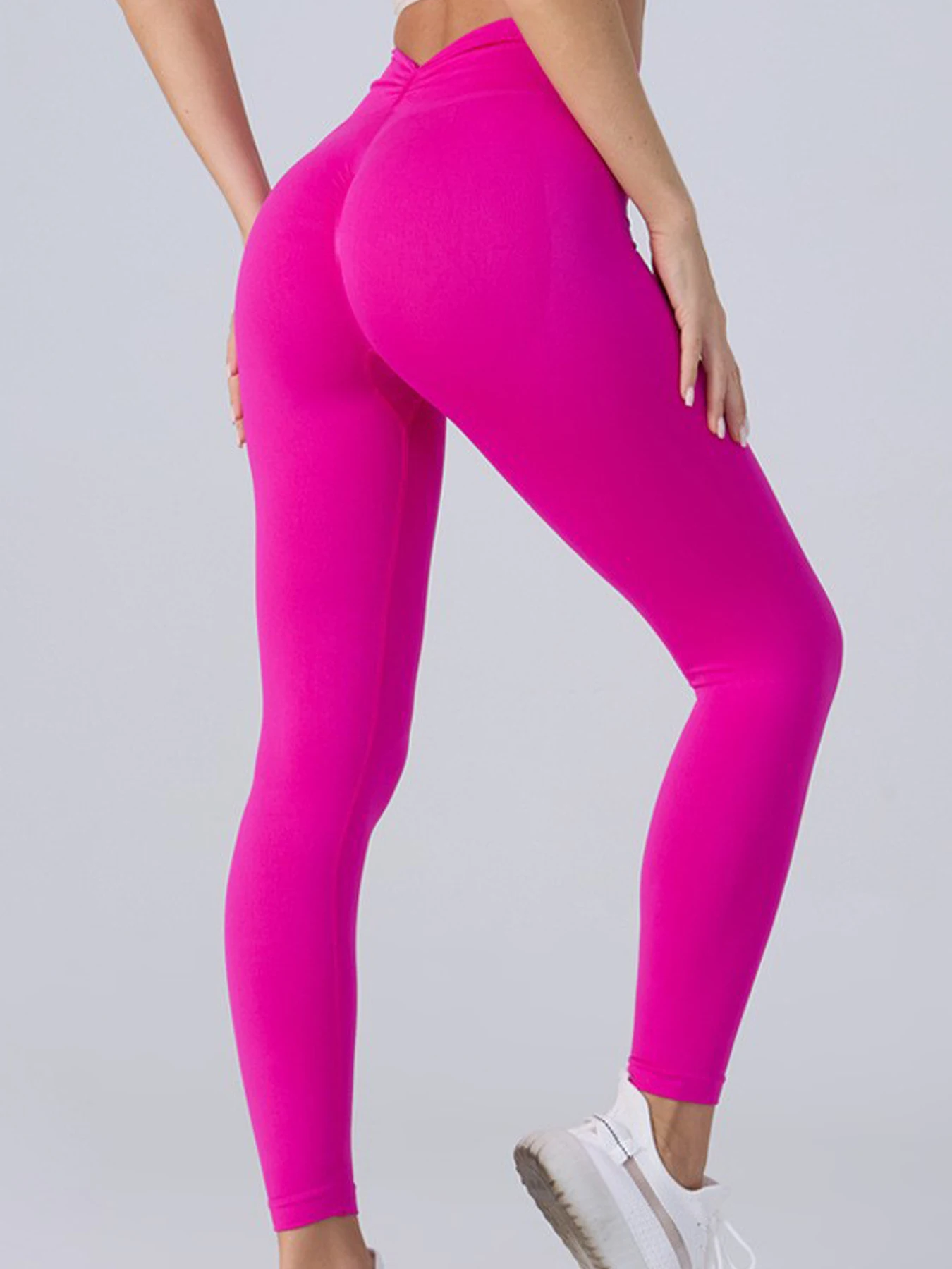 Women's High-Waisted Hip-Lifting Yoga Pants - Tight, Elastic, Quick-Dry, V-Waist Yoga and Fitness Leggings
