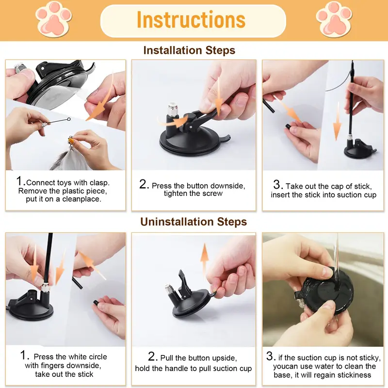 Kattenveerspeelgoed Teaser Feather Wand Interactief speelgoed Kattenspeelgoed met superzuignap Verwijderbaar 3PCS Feather Vervangingsspeelgoed