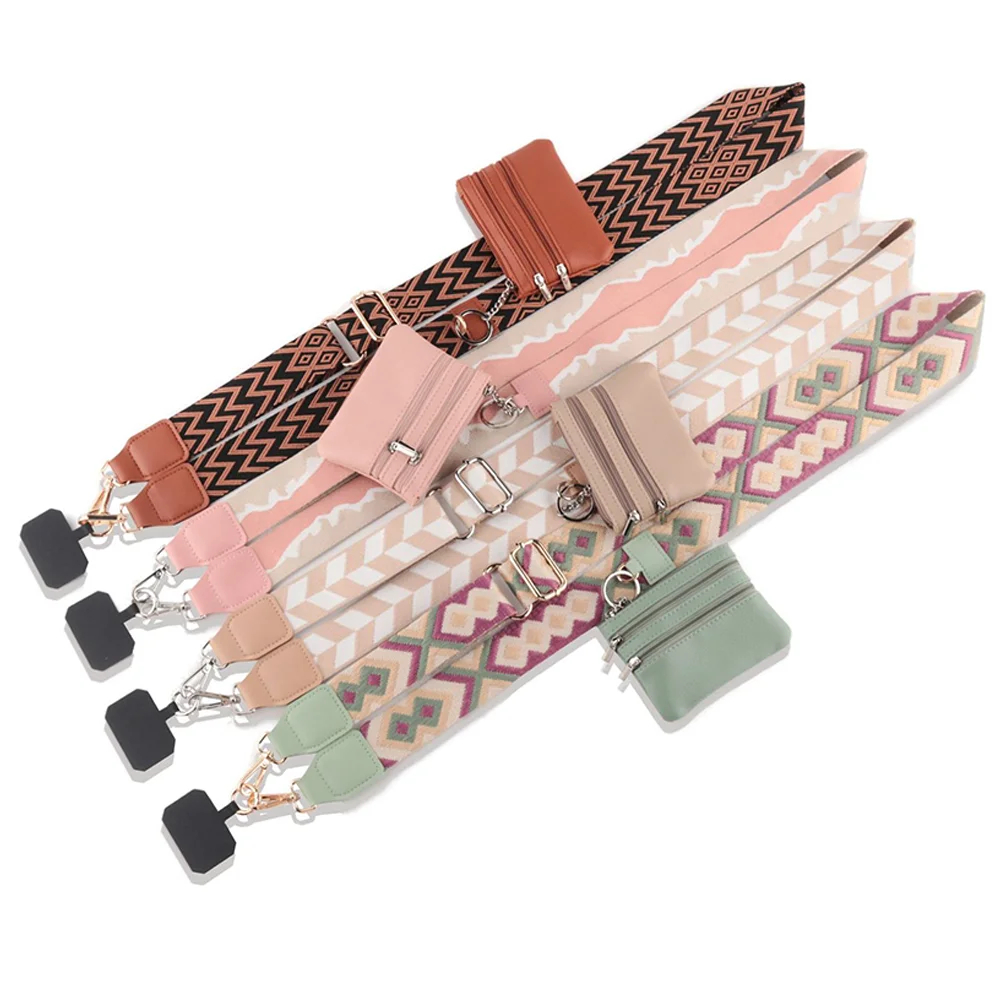 Alça longa ajustável para celular, alça de pulso removível, alça de ombro, suporte para celular com bolsa pequena, calços
