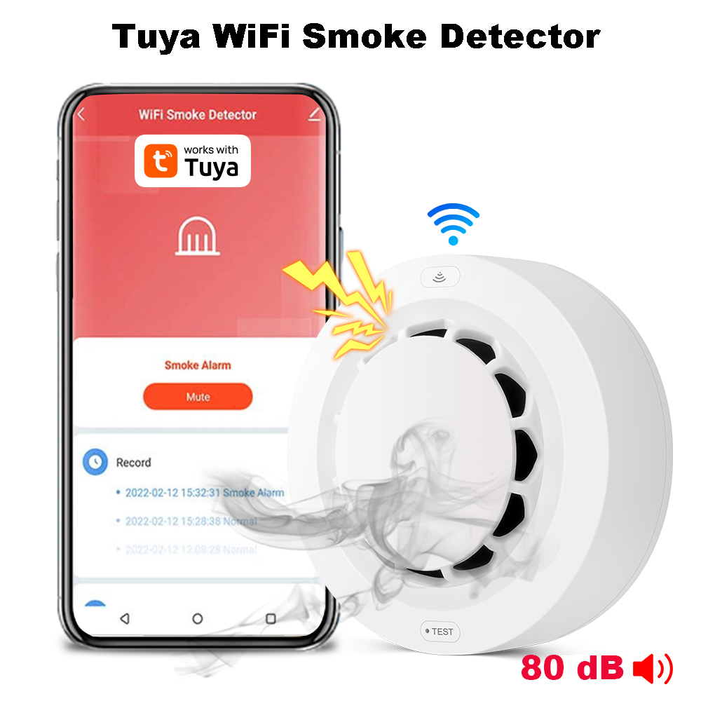 WiFi Rauch Sensor Tuya Rauchmelder Photoelektrischen Sensor Feuer Alarm Home Küche Sicherheit System Arbeit Mit Smart Leben APP
