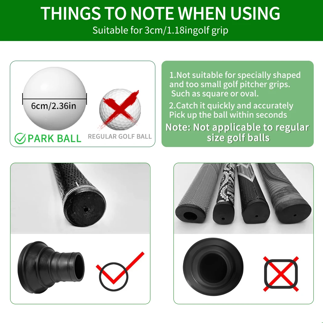Caiton Golf Park Ball Pickup, made of rubber, easy to pick up, no need to bend over and easy to install Ball Pickup Park Golf Su