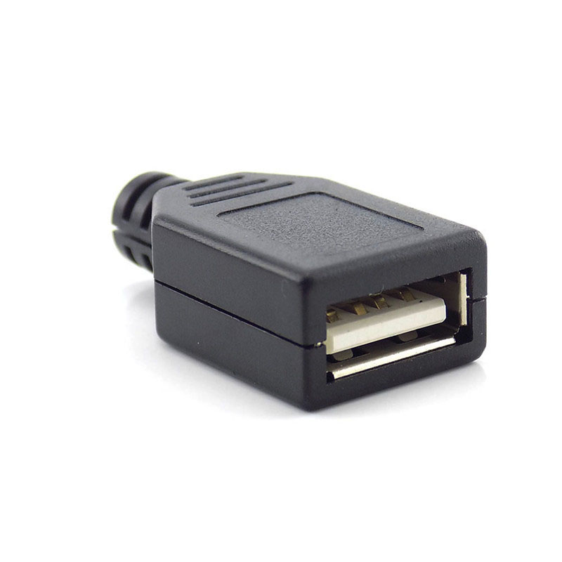 4 ピン USB 2.0 タイプ A メスプラグソケットコネクタ黒プラスチックカバーはんだタイプ DIY コネクタケーブル H10