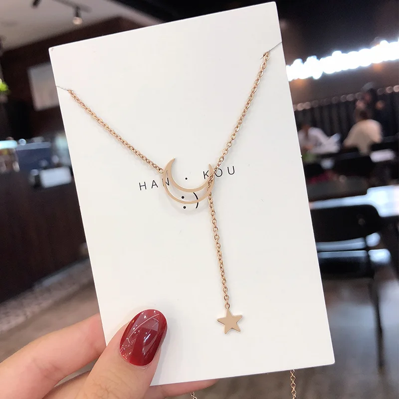 Mới Đơn Giản Trăng Sao Mặt Dây Chuyền Vòng Cổ Choker Đơn Giản Màu Vàng Charm Hợp Kim Dây Chuyền Collares Vòng Đeo Cổ Cho Nữ Trang Sức Dự Tiệc
