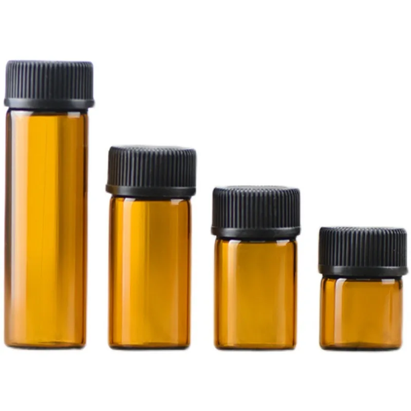Botella vacía de aceite esencial de vidrio ámbar, botella de Perfume de vidrio de laboratorio, muestra de prueba de botella de aceite, 1ML/2ML/ 3ML/5ML, 10 Uds.