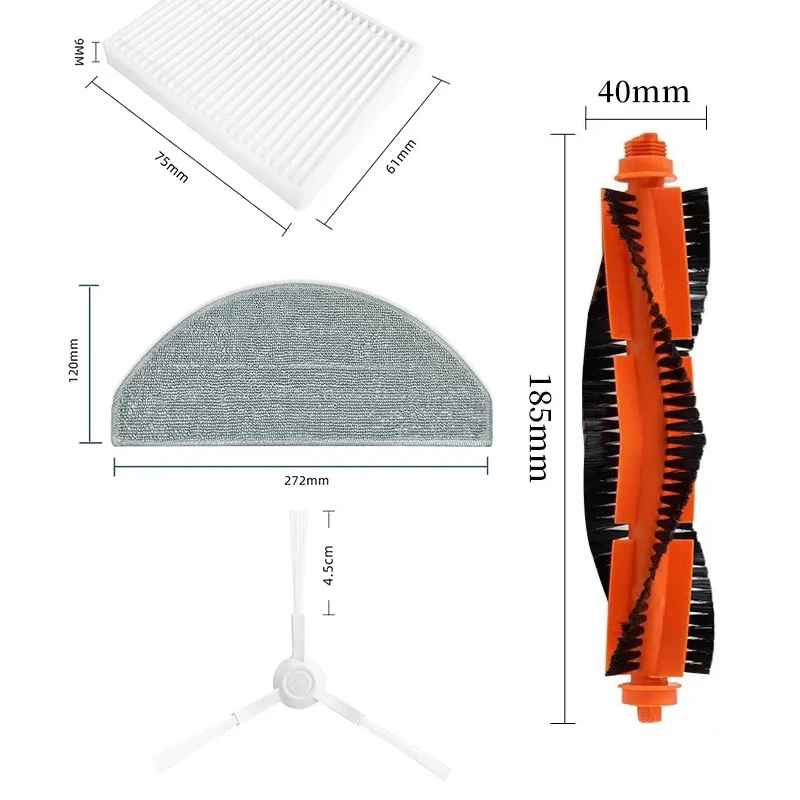 Per Xiaomi S20/D106 Pulitore Robot Aspirapolvere Parti di ricambio Coperchio spazzola laterale principale Filtro HEPA Mop Parti Accessori