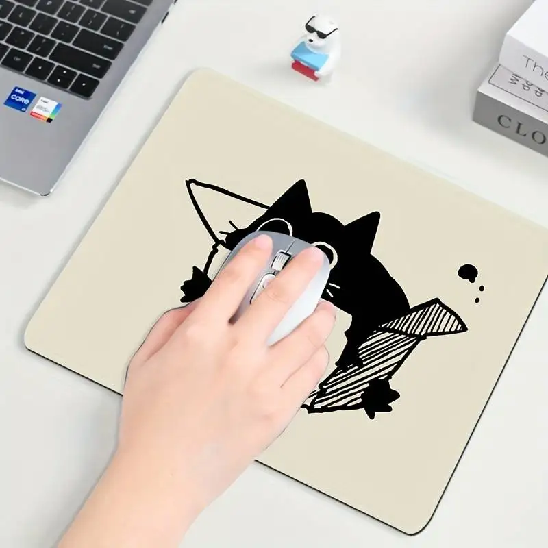 Black Cat Mousepad Small Office Computer Desk Mat Table Keyboard Big Mouse Pad Laptop Cushion Non-slip Deskpad Home Decor