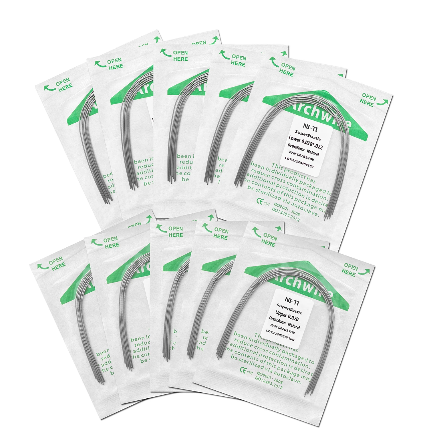 10pcs Dental Arch Wires Niti Natural Form Round/Rectangular Super Elastic Orthodontic Archwire Dentistry For Orthodontic Bracket