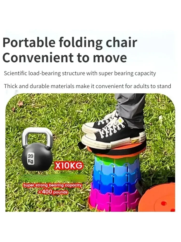 Hot 2025 Sgabello telescopico pieghevole portatile Sedia da coda per metropolitana in plastica leggera e pesca da campeggio all'aperto con borsa per il trasporto
