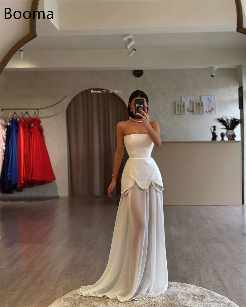 Booma ชุดแต่งงานที่หรูหรายาว A-Line Strapless ชุดเจ้าสาว Custom Made 2025