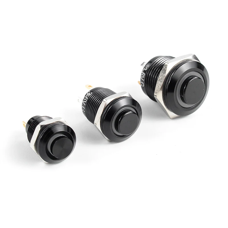 8 10 12 16 mm 3/6/12/24/110/220V pins high head small Waterproof Metal Push Button Switch LED Light Self-locking/Self-reset