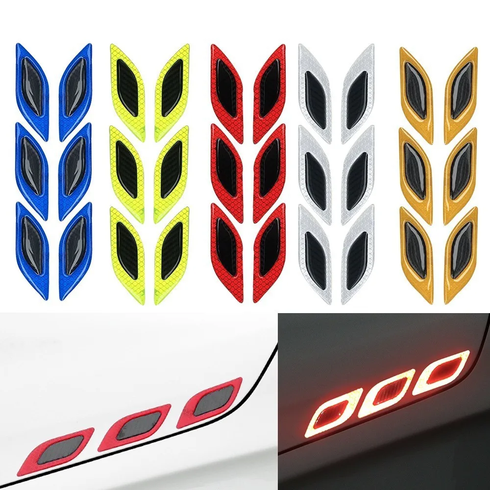 6 pçs/set adesivos reflexivos do carro anti-risco adesivo de advertência de segurança para moto caminhão auto motor exterior acessórios decorativos