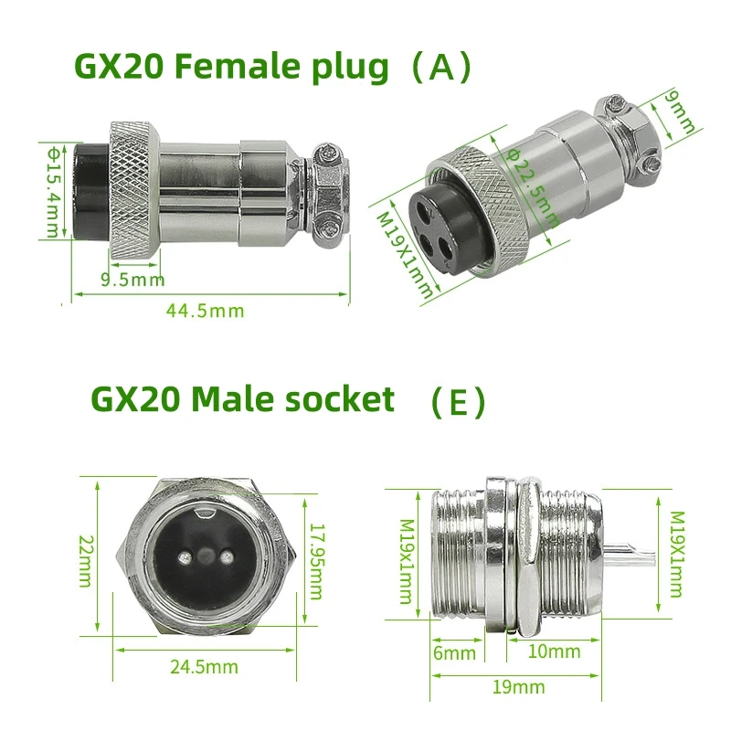 GX20 Connector 2/3/4/5/6/7/8/9/10/12/14 Pin 5A-10A โลหะ Locknut สําหรับอุตสาหกรรมอุปกรณ์โลหะ Locknut สําหรับอุตสาหกรรมอุปกรณ์