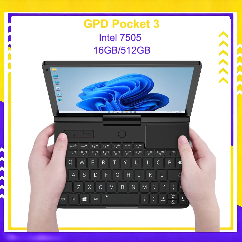 8Inch Screen GPD Pocket 3 Mini Laptop Intel 7505 Notebook 16GB 512GB SSD Modular Full-featured Handheld Windows11 Computer