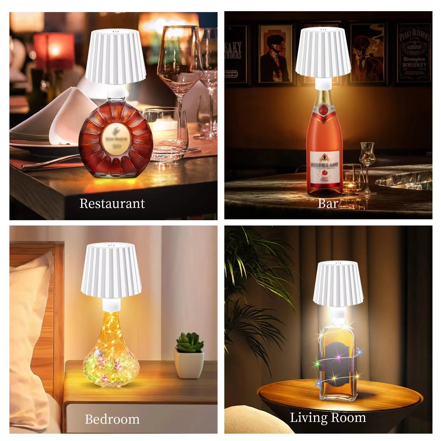 Draadloze wijnfleslamp hoofd tafellamp verwijderbaar draagbaar opladen aanraakschakelaar nachtlampje decor voor bar café sfeer