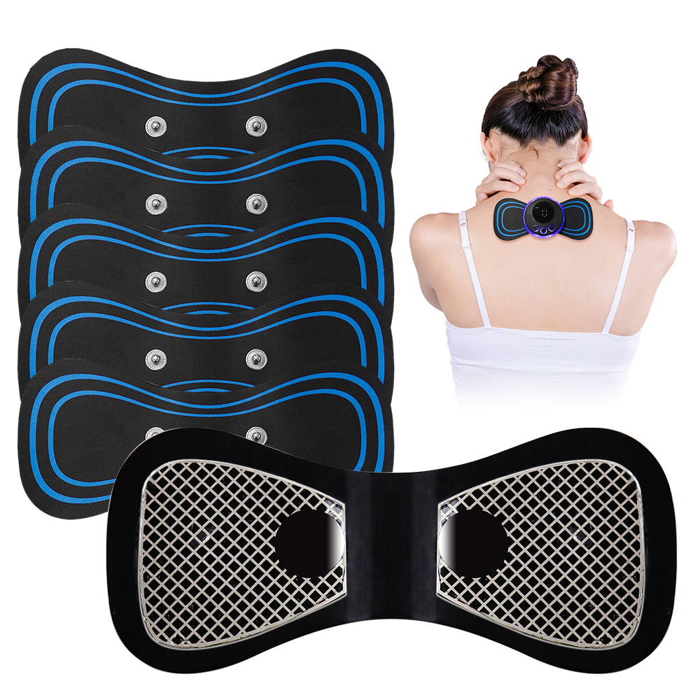 EMS-estimulador muscular de microcorriente portátil, masajeador eléctrico de pulso para cuello y espalda, Mini parche de masaje con almohadillas de electrodos