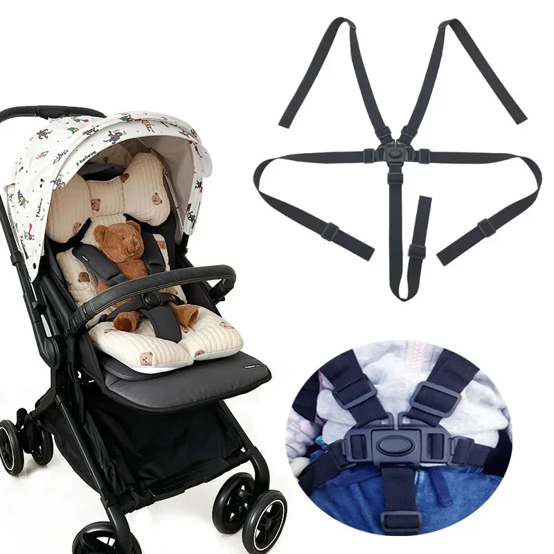 Universal Baby 5 จุดสายรัดเข็มขัดนิรภัยเข็มขัดนิรภัยสําหรับรถเข็นเด็กเก้าอี้สูง Pram Buggy เด็กเด็กรถเข็นเด็ก