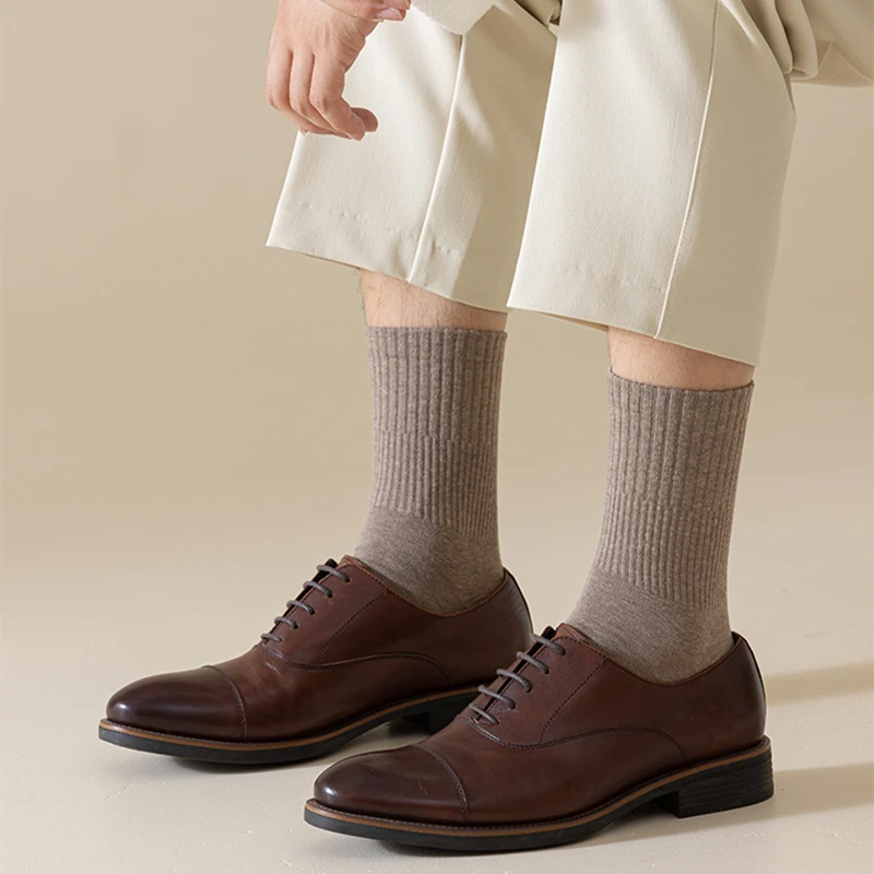 5 par/lote calcetines de cinco dedos para hombre Otoño/Invierno calidez 100% algodón Color sólido calcetines deportivos con punta abierta Anti-olor calcetín con punta Harajuku