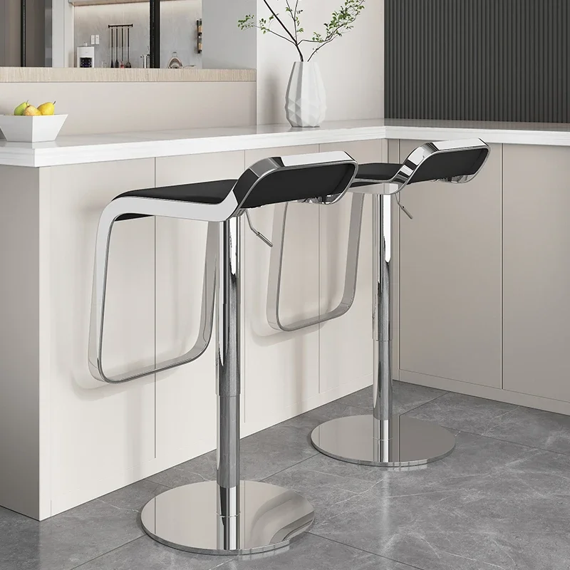 Chaise de Bar de cantine, tabouret de luxe en acier inoxydable, moderne et Simple, levage nordique, meubles esthétiques rotatifs à haute luminosité