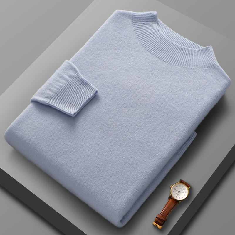 100% lã merino camisola masculina meia gola alta de malha com capuz primavera outono nova camisola de caxemira versátil masculino