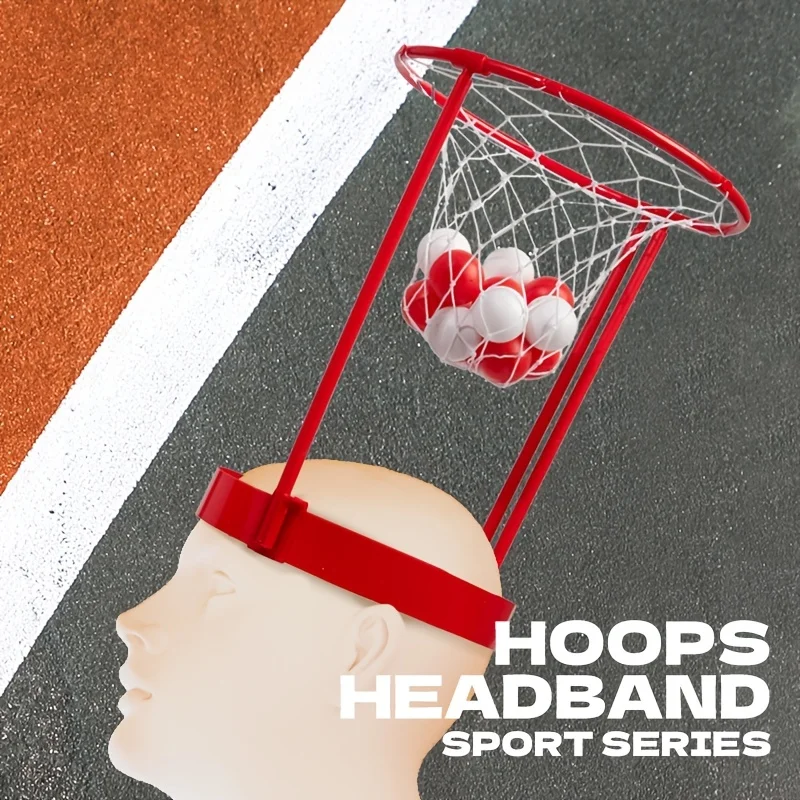 2 pacote cabeça hoop basquete jogo de festa para crianças e adultos carnaval jogo ajustável basquete net bandana com 20 bolas