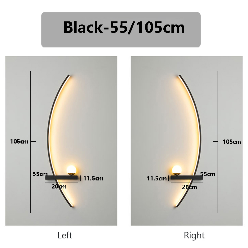 Lámpara de pared LED de 55/105CM, Control remoto inteligente, iluminación izquierda y derecha, apliques de pared para dormitorio, mesita de noche, sala de estar, luces Led para el hogar, brillo
