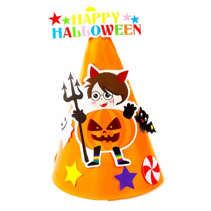 Handmade ชี้หมวกฮาโลวีนคอสเพลย์หมวกของเล่นเด็กชุด DIY ฮาโลวีนกระดาษหัตถกรรม Party Props หมวกวันหยุดของขวัญ Dropship