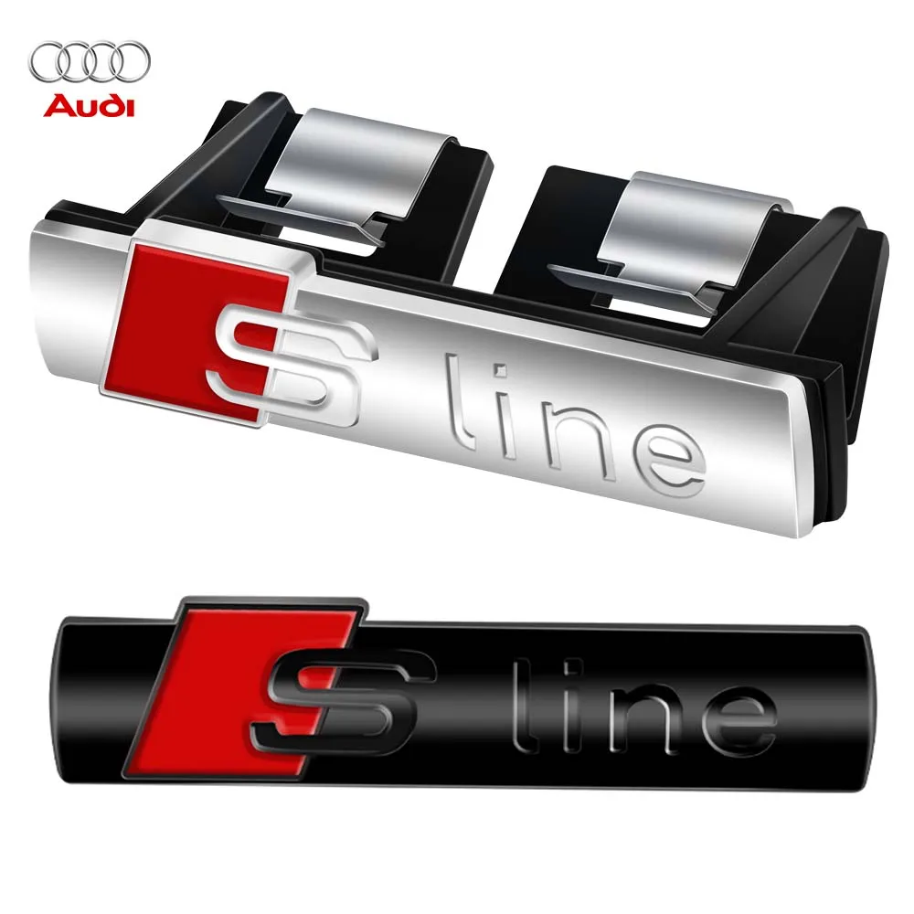 Auto Front Grille Emblem S Line Badge Car Body Decoration Sticker for Audi SLine A3 A4 B8 8P 8V B6 A5 A6 C7 Q5 B9 B7 C6 A1 Q7 Q3