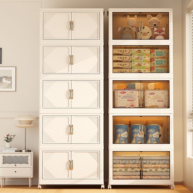 5 레이어 접이식 다층 플라스틱 보관 상자 (바퀴 포함) 의류 보관 캐비닛 도서 및 주방 용품 보관 조직