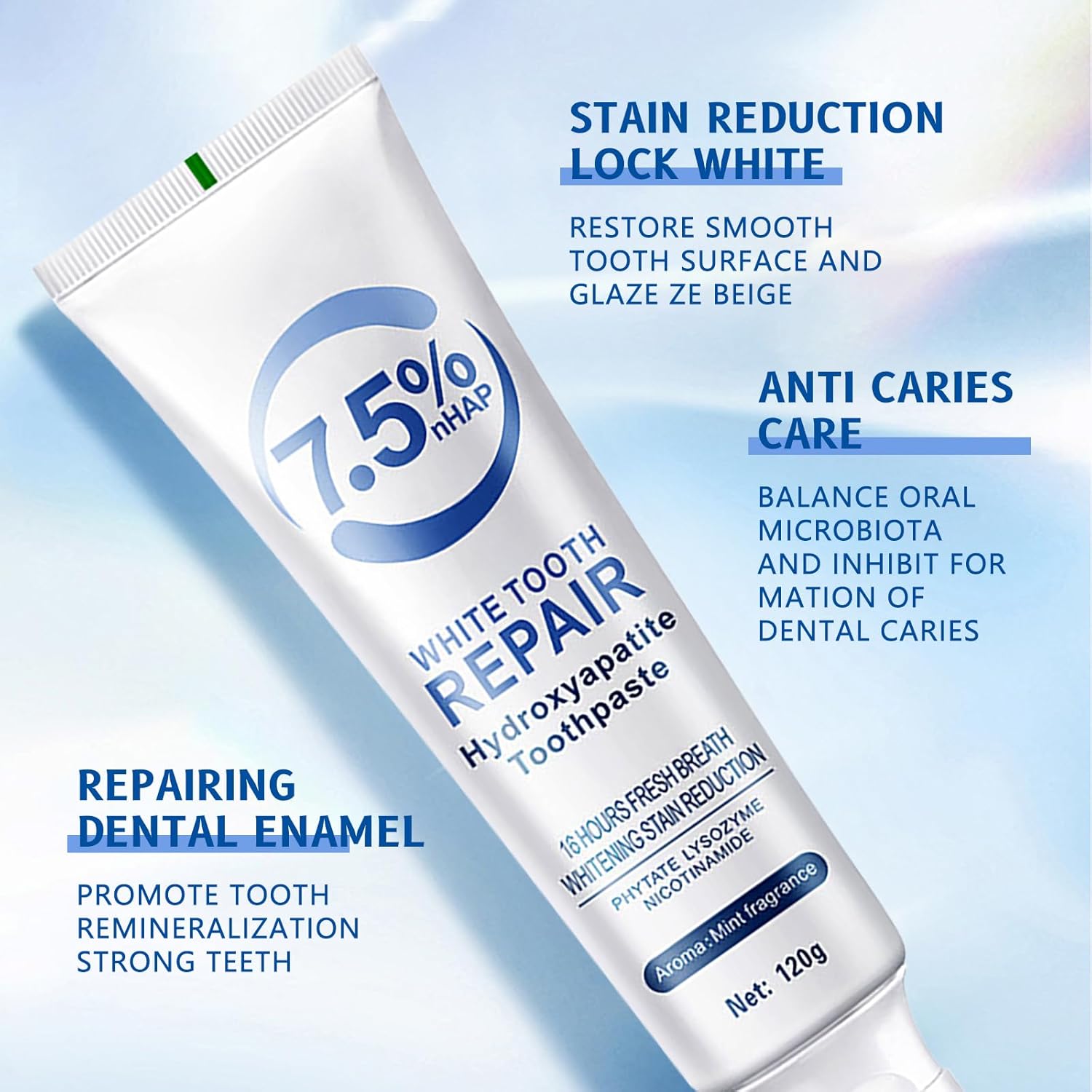 120g Dentifricio Sbiancante Idroxyapatite Proteggere La Salute delle Gengive Rimuovere Le Macchie di Placca Fresco Alito Cattivo Pulizia Profonda Schiarente Dente