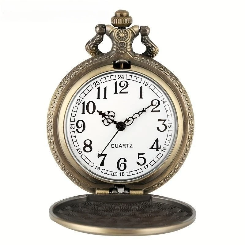 Colar com pingente de relógio de bolso de quartzo em liga de tema Co-Masonic de bronze com tema Co-Masonic/relógio de colar