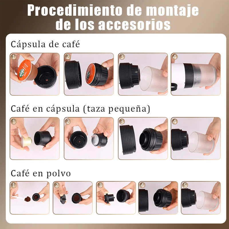 MicroData draagbaar elektrisch capsulekoffiezetapparaat 3-in-1 koffiepot Espressopot Draadloze verwarmingspomp Druk koffiezetapparaat Reizen