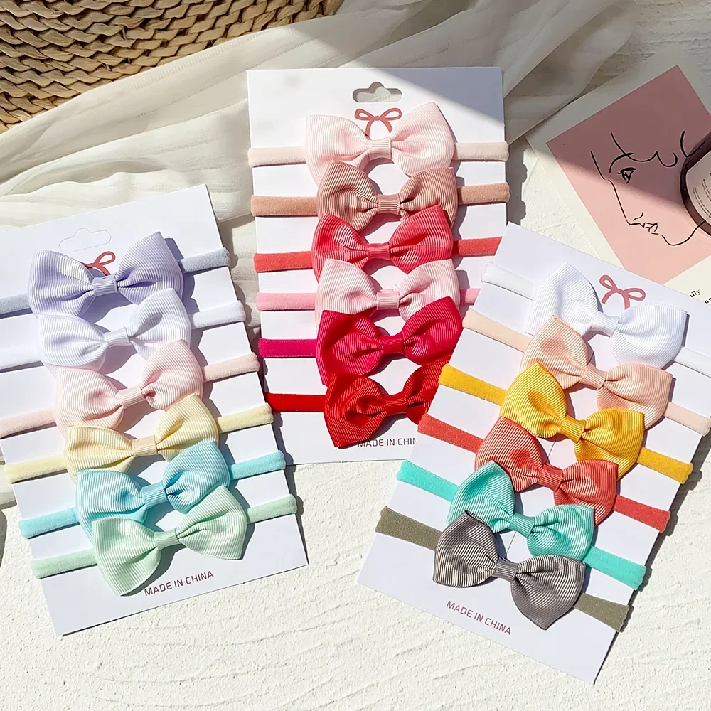 4/5/6 pçs/set cor sólida crianças headwear elástico faixas de cabelo para o bebê bonito fita bowknot bandana infantil meninas acessórios para o cabelo