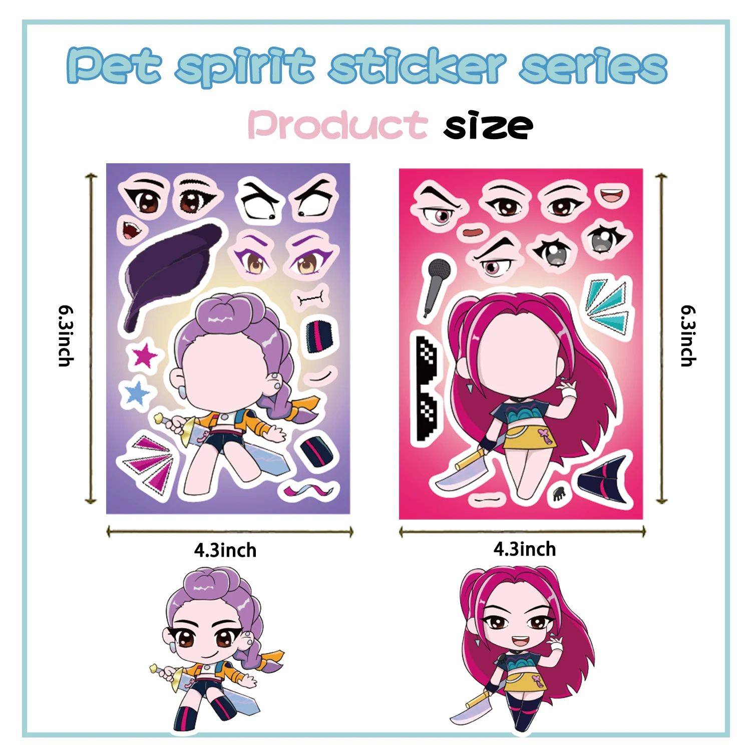 8/16/24Pcs K-Pop Jigsaw puzzle Stickers Witch Hunter Make a face Stickers DIY Handicrafts Waterproof Repeatable Sticker