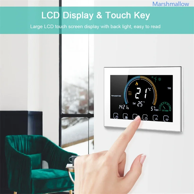 Termostato programable inteligente Tuya WiFi LCD Caldera Gas caldera de agua calefacción aplicación Control de voz funciona con Alexa Echo Google Home