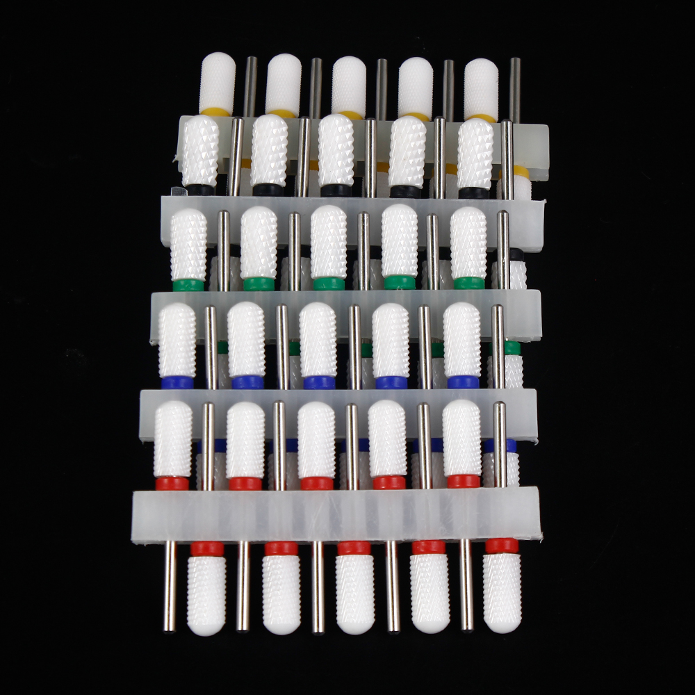 10 個セラミックネイルドリルビットセットフライスカッター電気マニキュアビット炎トウモロコシファイルペディキュアマシンポリッシュ Accesoires