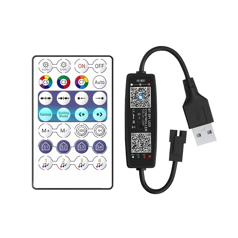WS2812B Kontroler Bluetooth Music APP Control do Pixel LED Strip Light SK6812 WS2811 WS2812 Tape Lights USB 5V Remote Control